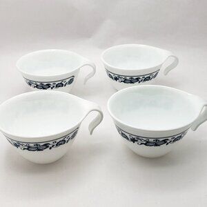 Vtg Set of 4 Corelle Corning Old Town Blue Onion Hook Handle Coffee Tea Cups